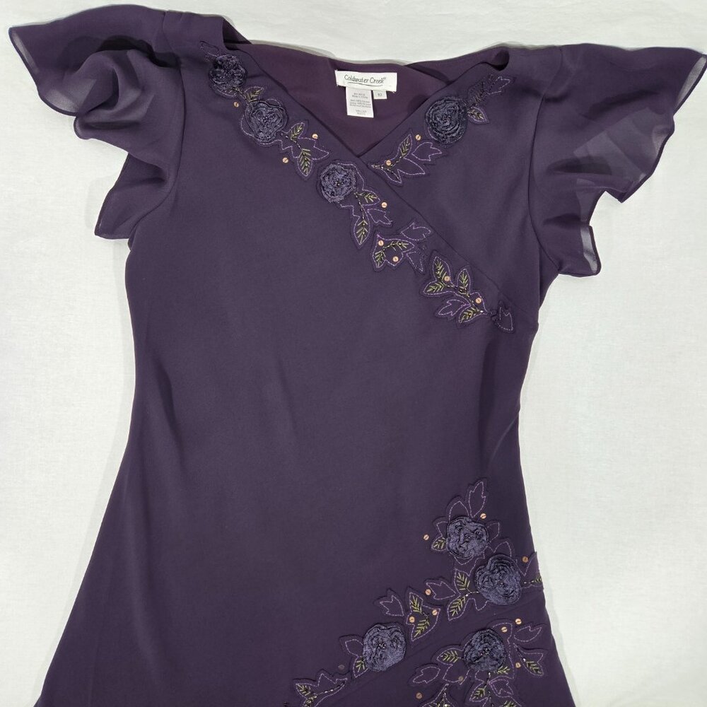 Vintage COLDWATER CREEK Y2K Whimsigoth Fairy WINE Embellished Maxi Dress Size 10 - Picture 11 of 17